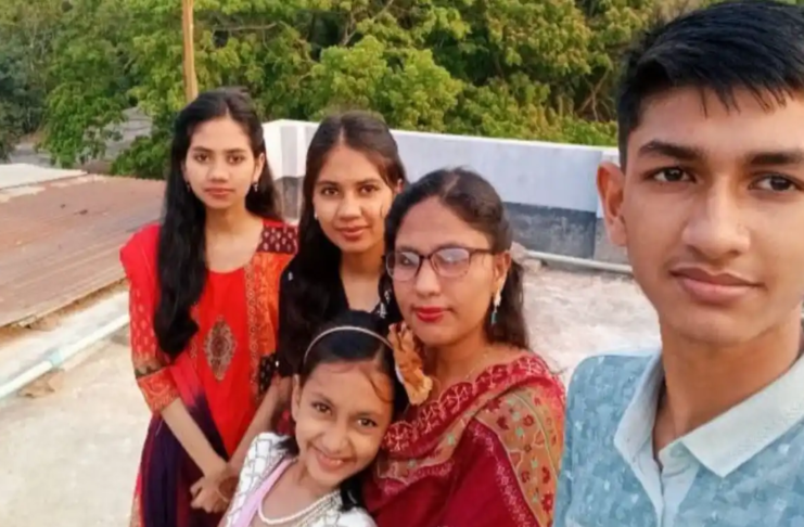 লক্ষ্মীপুরের রায়পুরে নিহত শাহিনুর বেগম ও তার সন্তানদের ছবি এবং ঘটনাস্থলে পুলিশের তদন্ত